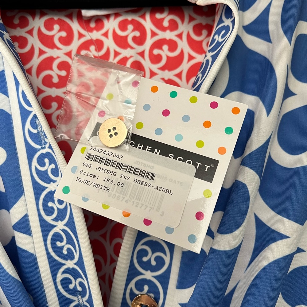 NWT GRETCHEN SCOTT BLUE AND WHITE DRESS M